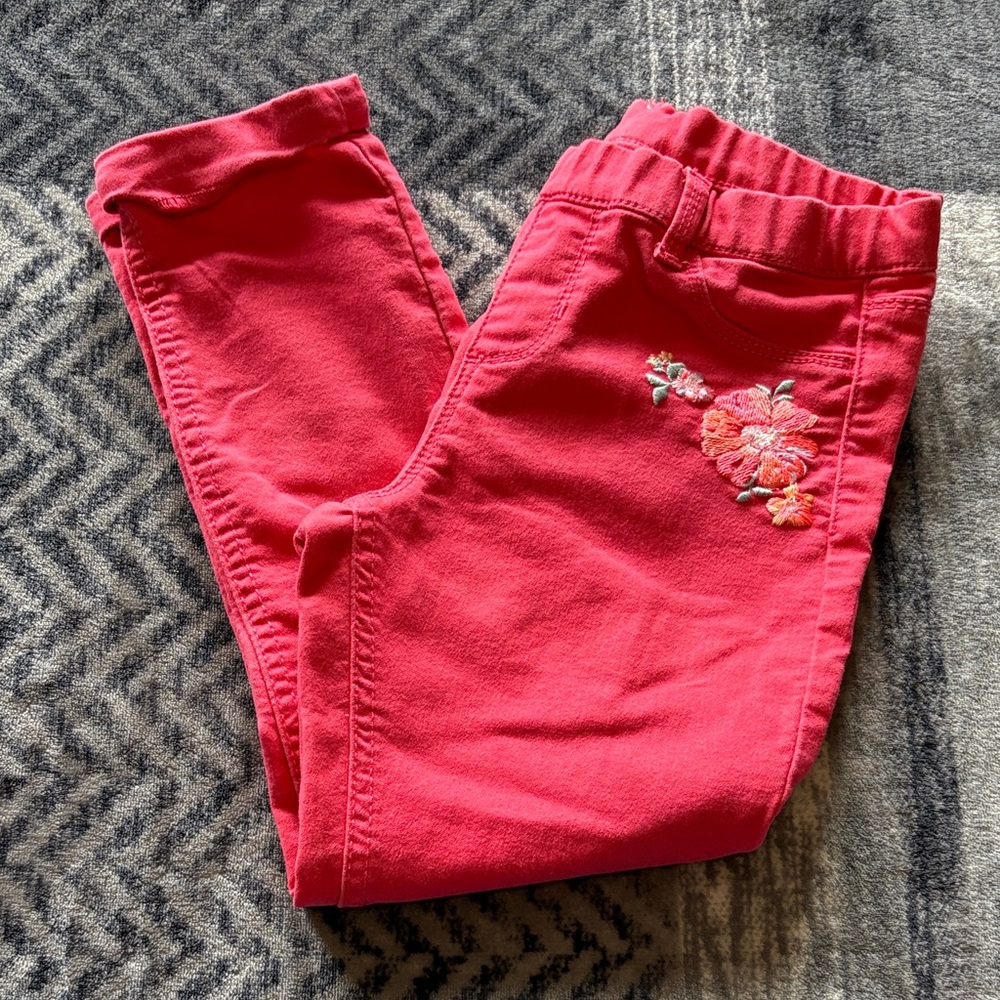 Wonder Nation Kids Red Floral Jeans